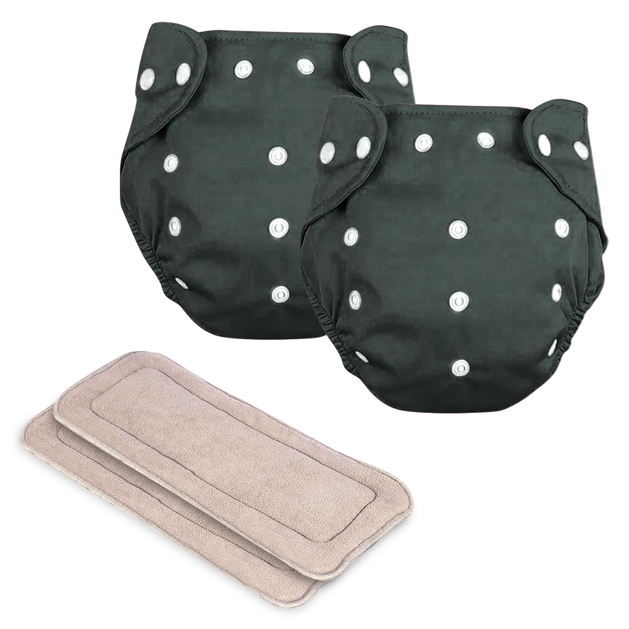 GLUN® Reusable Baby Cloth Diapers Combo, Pack of 2 Black Solid Colour Comfort & Protection, Leakproof & High Absorption-image-33