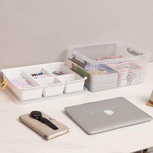 Miniatura 9 de Citylife Caja de almacenamiento de plástico de 17 QT con bandeja extraíble Organizadores y almacenamiento para manualidades Contenedor de