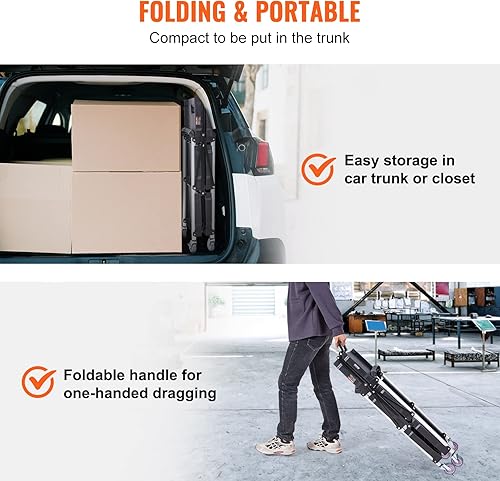 Miniatura 5 de VEVOR Carro de servicio utilitario plegable, negro