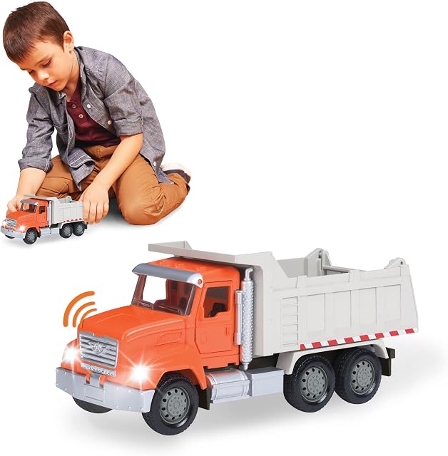 DRIVEN by Battat WH1006Z Micro Dump wywrotka, światła i dźwięki  samochody ciężarowe, pojazdy robocze i zabawki budowlane dla dzieci w wieku od 3 lat, wielokolorowe