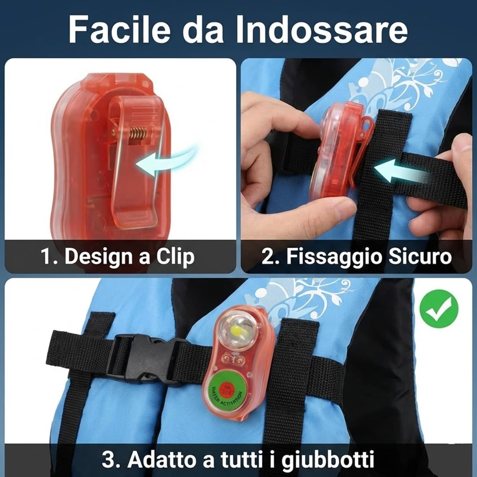 8 giubbotti di salvataggio, luci a LED, giubbotti di salvataggio lampeggianti per la sopravvivenza in acqua di emergenza