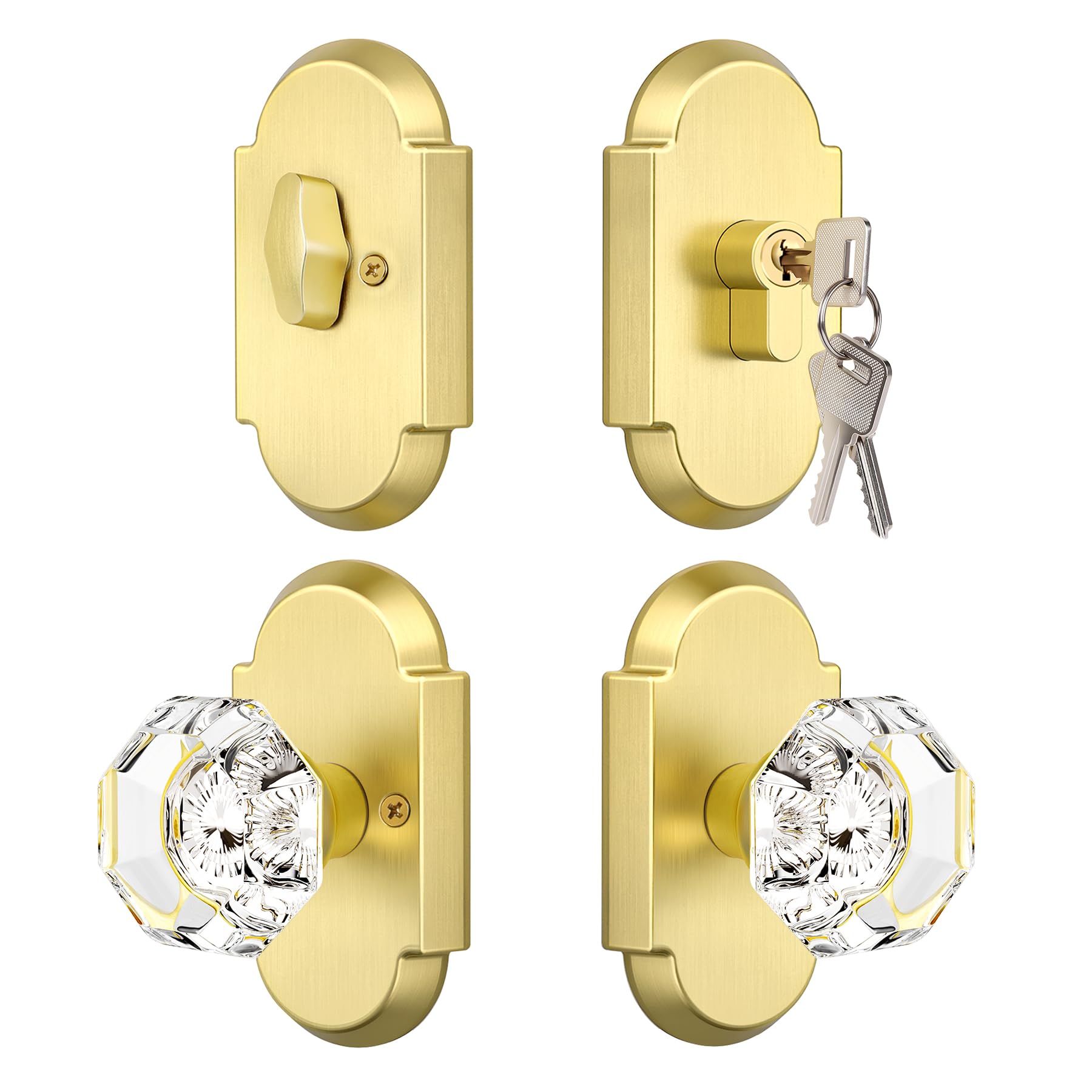 Crystal Privacy Door Knobs with Lock - BonKuDoo -25