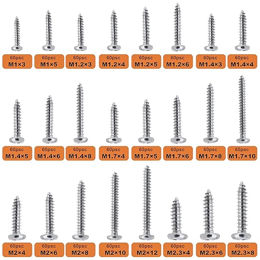 1440 Tornillos Mini Autorroscantes Phillips Cabeza Plana M1-M2.3 miniatura 2