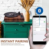 Vista 2 de popsky Record Player,Built-in Dual Channel Stereo Speakers with New Upgraded Ruby Stylus, 3-Speed Premium Retro Bluetooth Turntable Suitable for