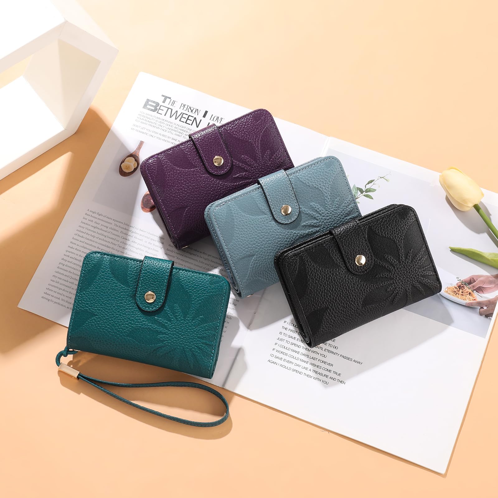 GAEKEAO Portefeuille Femme Cuir Petit Porte Monnaie Femmes RFID Blocage Court Portefeuilles avec Fermeture éclair Poche à Monnaie