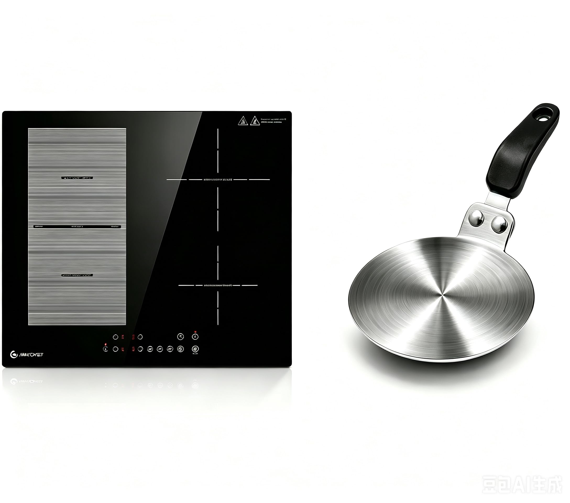 AMZCHEF Induction Hob 60 cm with Flex Zones, 4 Zone Induction Hob with Boost Function and 9 Power Levels, Pause Function, Timer, Safety Lock, Overheating Protection, BBQ, 7200 W
