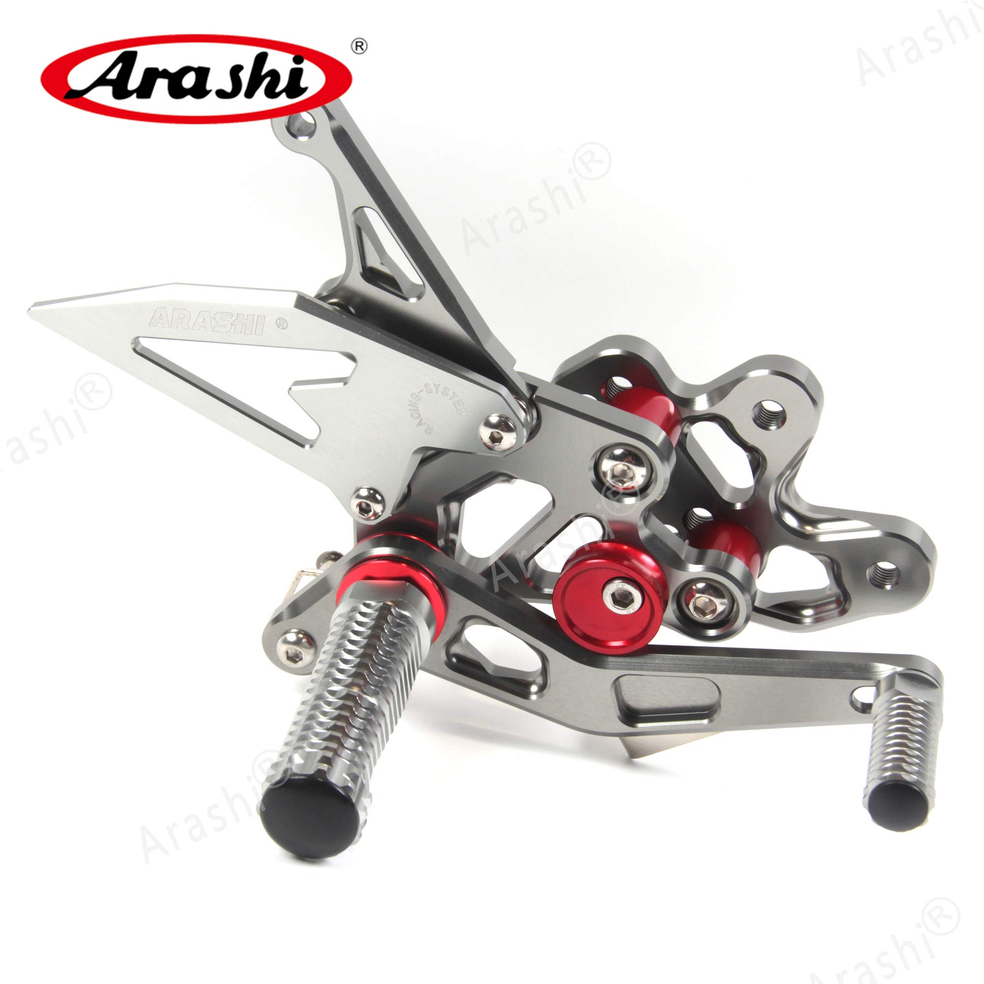 Arashi (Versión 2.0) Ajustables Reposapiés Estriberas Retrasadas para Suzuki GSXR 600 750 2006-2010, Gris Accesorios motocicletas Clavijas de pie Pedales