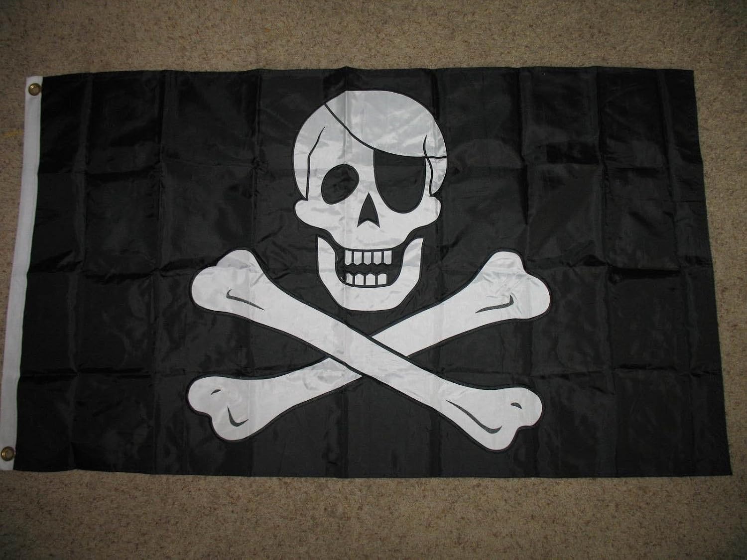 3X5 Foot Embroidered Sewn Nylon 2Ply Pirate Patch Flag Banner