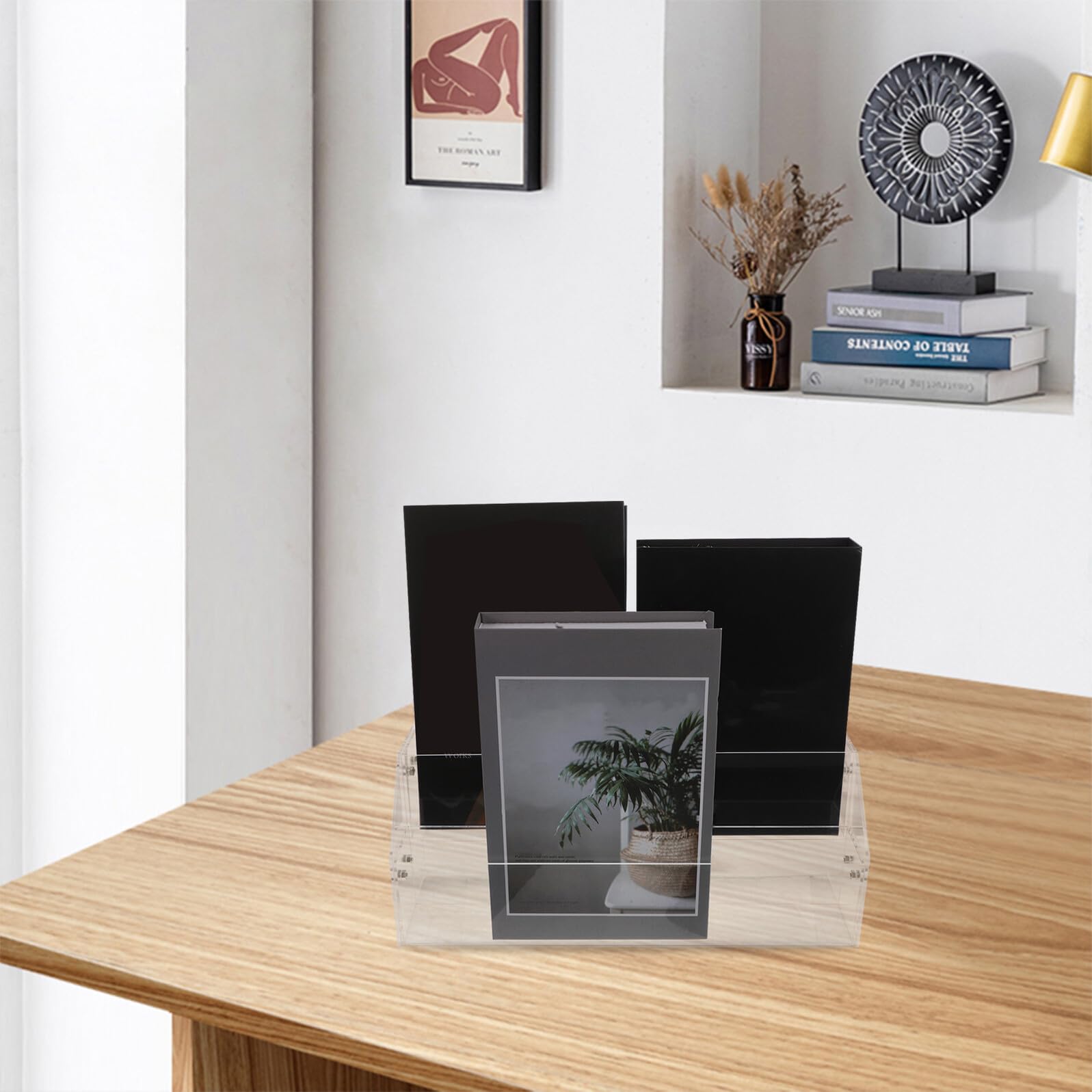 Organizador de Escritorio Acrílico con Compartimentos Soporte Transparente para Cartas y Documentos Estante para Libros y Exhibidor de Mesa
