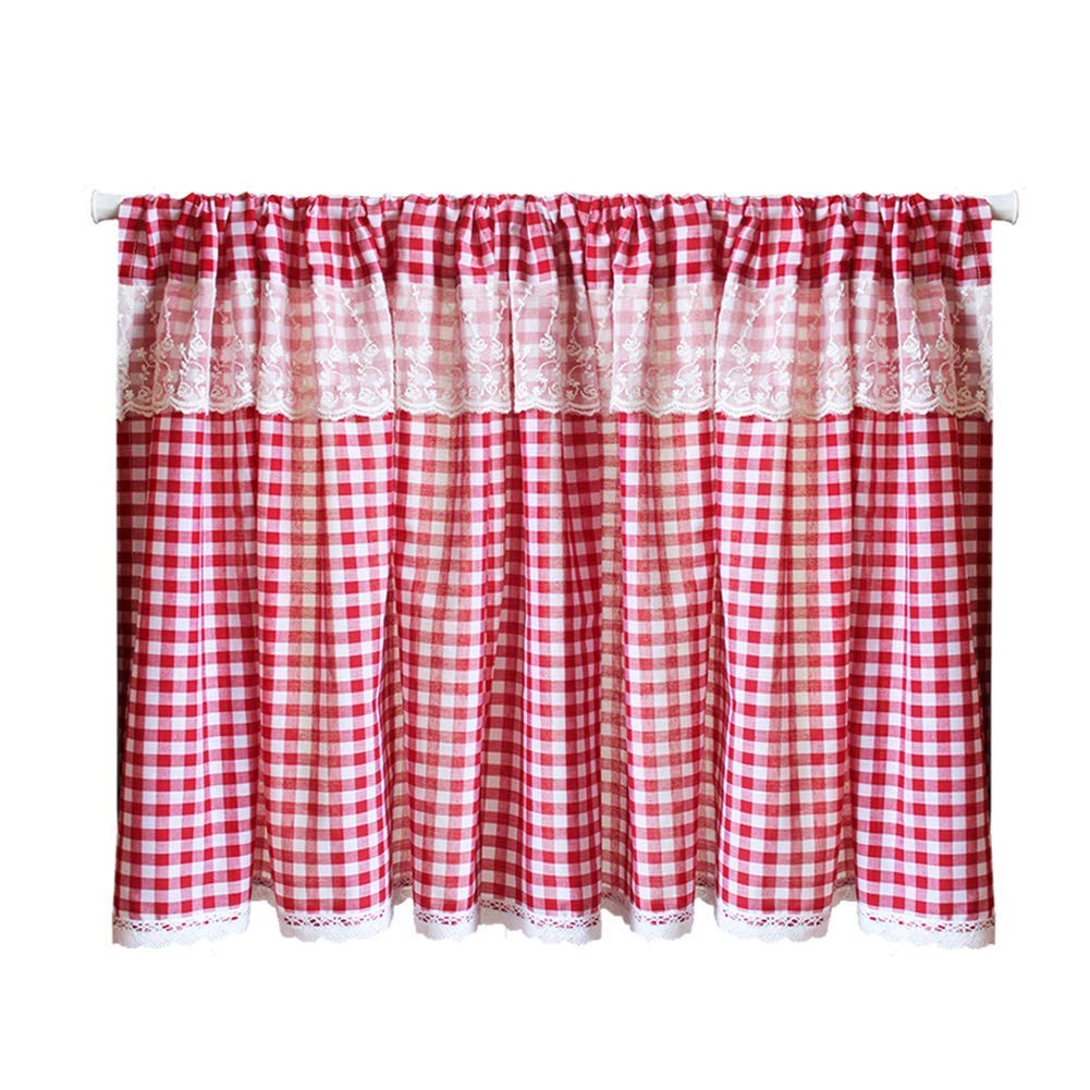 Media cortina de cuadros estilo americano para cocina y ventanas rústicas