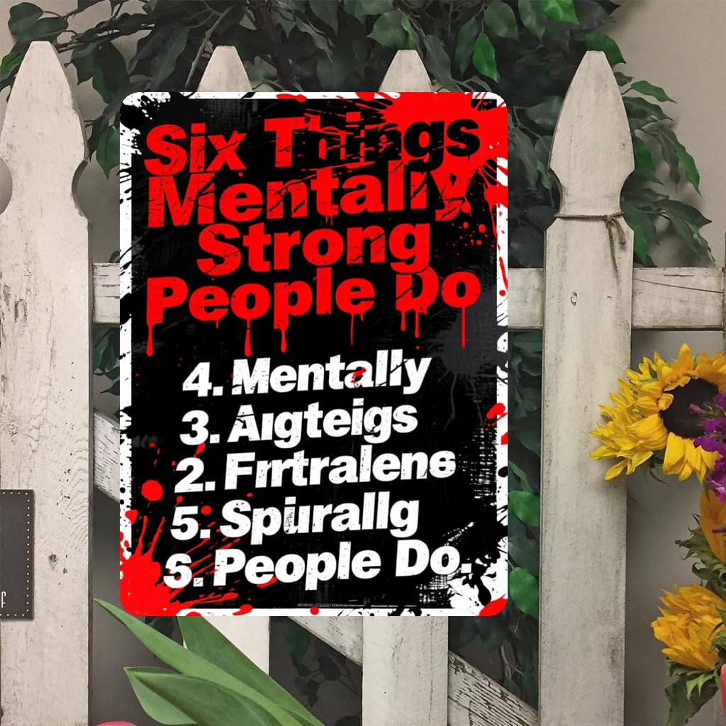 Six Things People With Strong Minds Tin Sign, 8x12 Inch