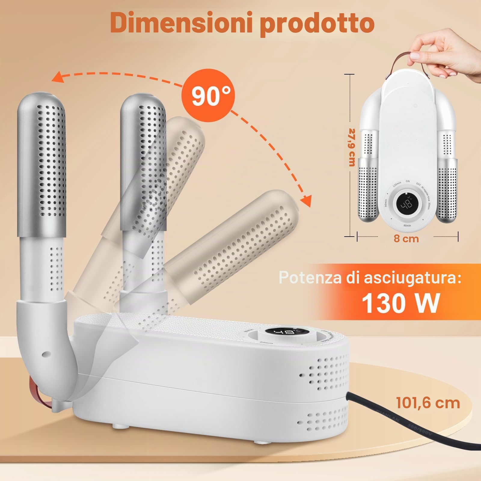 Asciuga Guantoni da Boxe, Asciuga Scarpe, Asciuga Stivali con Timer Intelligente, Design Pieghevole e Asciuga Scarpe Elettrico ad Asciugatura Rapida, Elimina Efficacemente gli Odori (Spina UE)