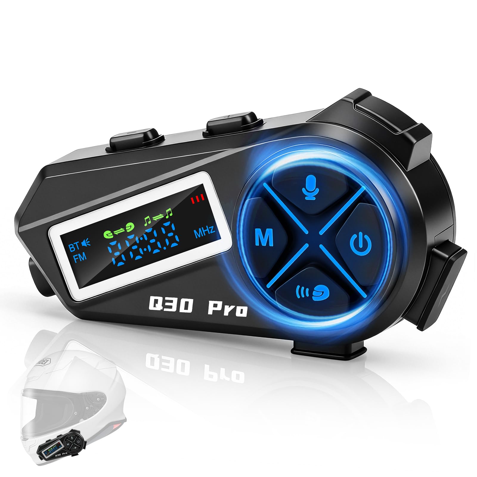 Cuffie audio Bluetooth, citofono per cuffie moto Bluetooth 5.4 con stereo Hi-FI e radio FM, IP65 impermeabile, comunicazione 500 m, autonomia 18 ore, compatibile con tutti i caschi (moto, sci)