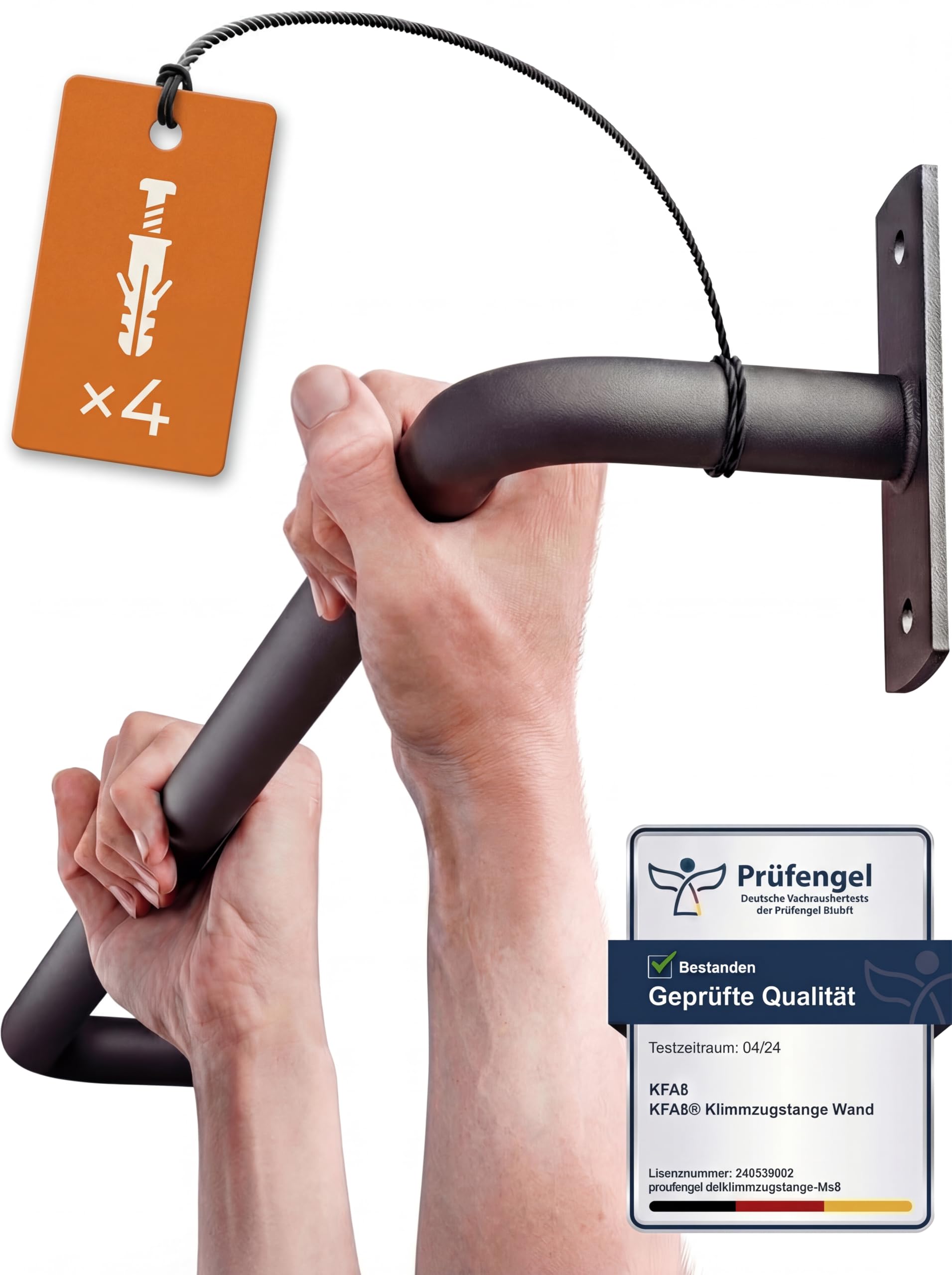 KFA8 Klimmzugstange Wand - Platzsparende Pull Up Bar aus Holz zur festen Wandmontage - stilvolles Design und hohe Bewegungsfreiheit - Calisthenics Equipment für Zuhause - inkl. Dübel und Schrauben