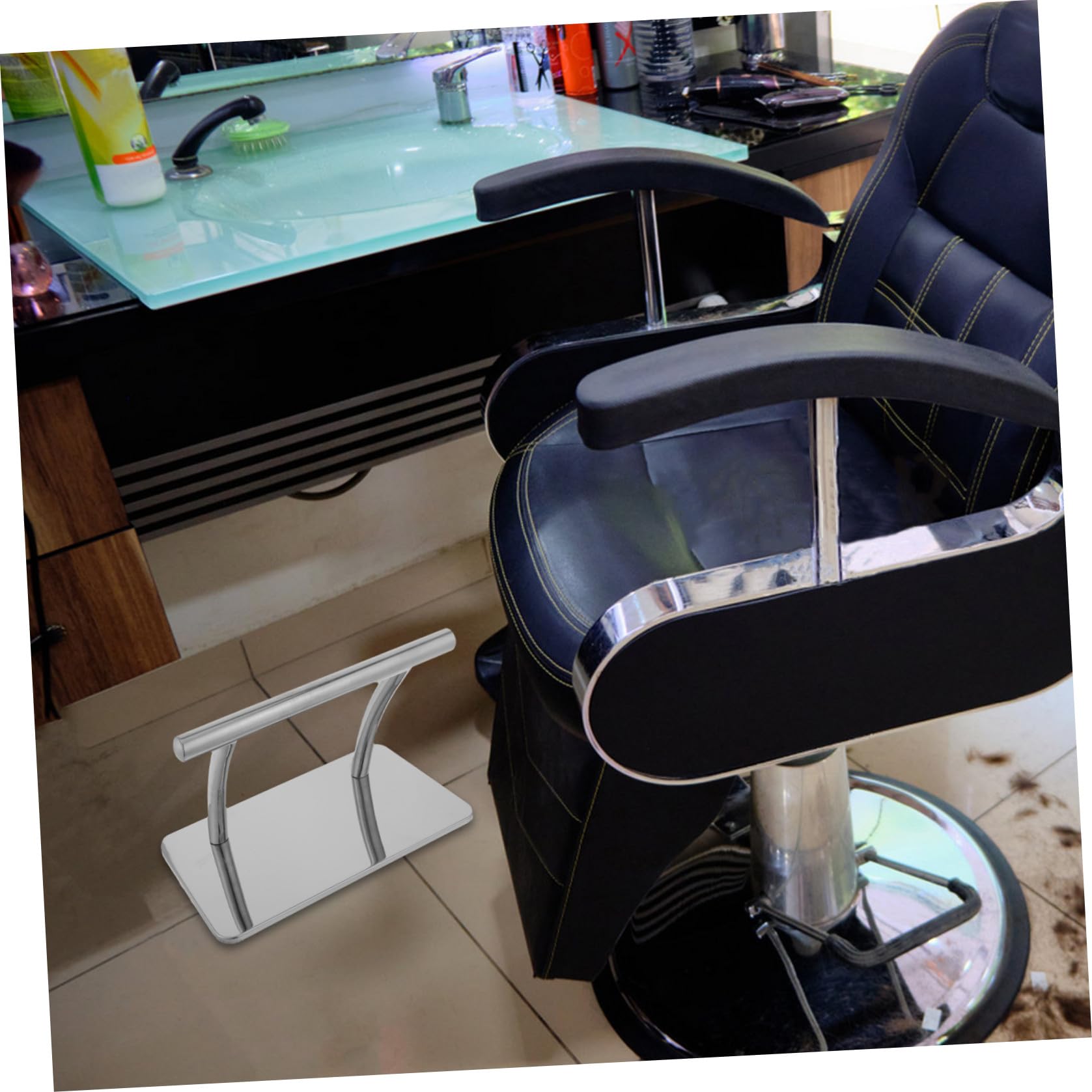 Poggiapiedi Supporto Stabile e Professionale in Metallo Argento per Sedia Parrucchiere per Salone di Bellezza Salon