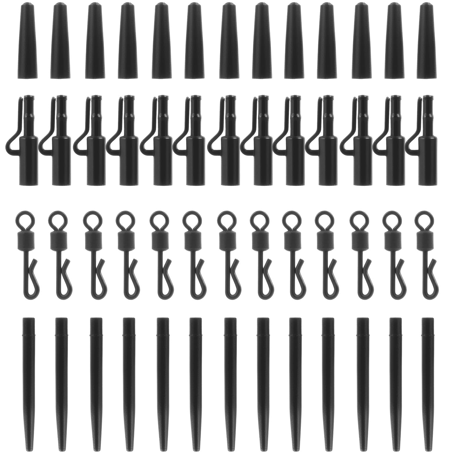 Kit De 60 Piezas para La Pesca De Carpas - Clips De Plomo, Manguitos Anti-Enredos, Giratorios De Cambio RáPido Y Ganchos De Goma, Accesorios Completos para Principiantes Y Pescadores Experimentados
