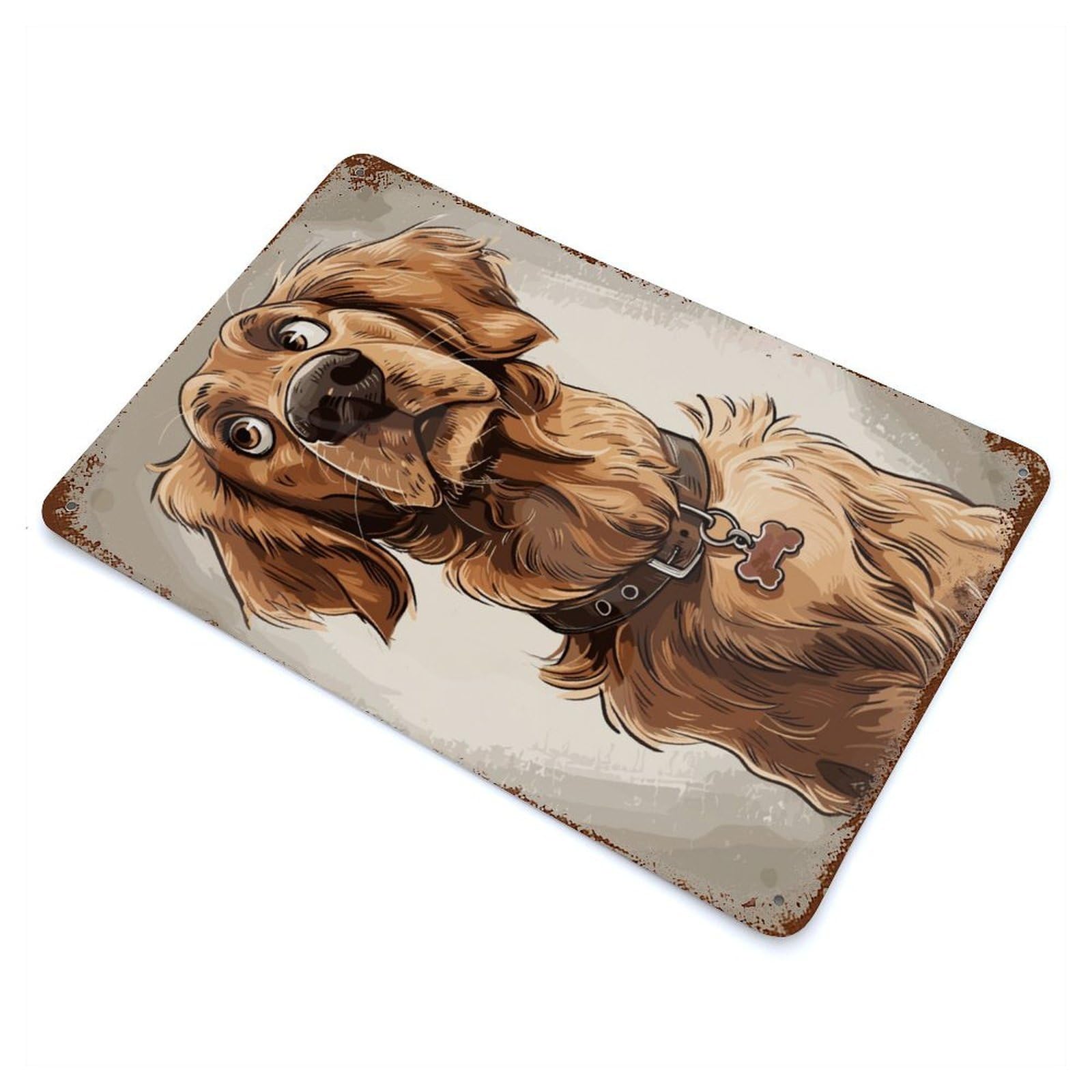 Garage Style Golden Retriever Rust Effect Tin Sign 11.8"x7.9", Industrial Home Decor for Bar And Workshop