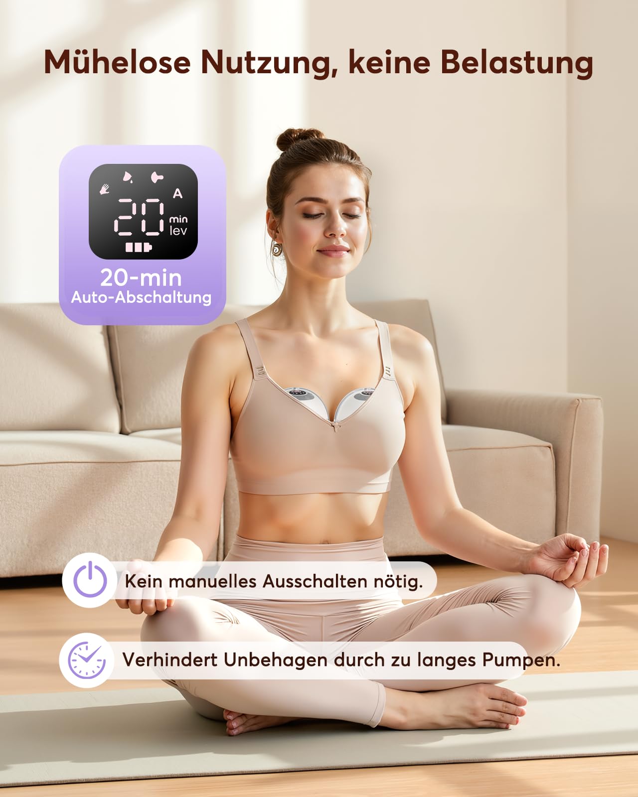 Haokoo Milchpumpe Elektrisch Freihändig für Stillende Mütter, Tragbare Elektrische Milchpumpe für Anfängerinnen, Auslaufsicher, mit 17/19/21/24/27 mm Flanschen, 4 Modi & 12 Stufen, Weiß, 2 Stück