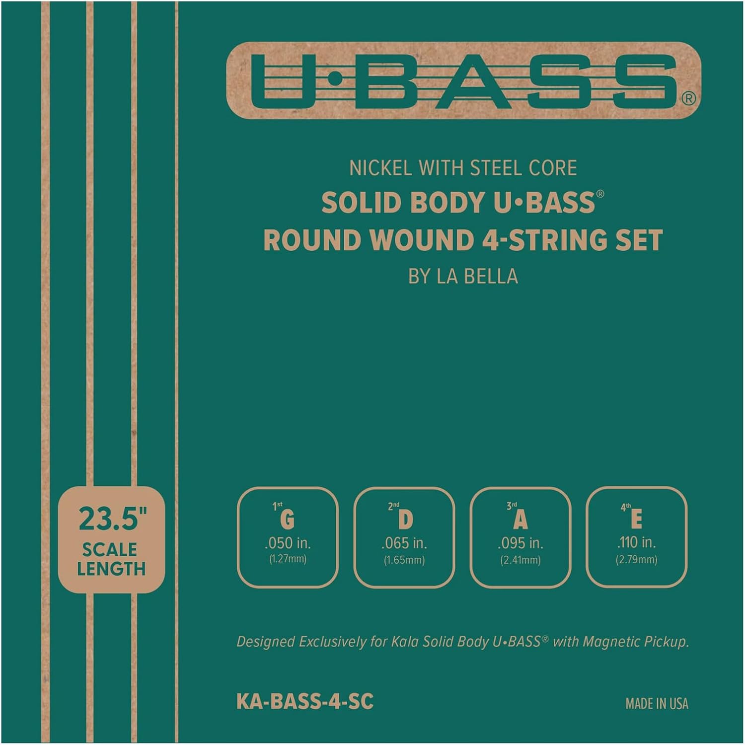 Solid Body U•BASS® Round Wound 4-String Set