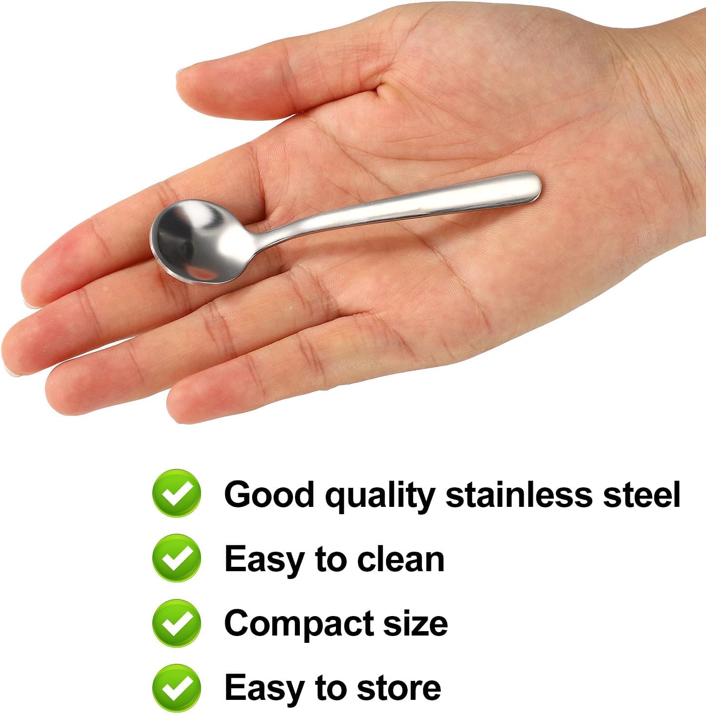 10pcs Mini Condiment Spoons, 3.5x0.9in Stainless Steel Metal Cute Tiny Spoons for Practical Small Kitchen Utensils for Tea Coffee Sugar Pepper Spices Ice Cream Desserts image 4