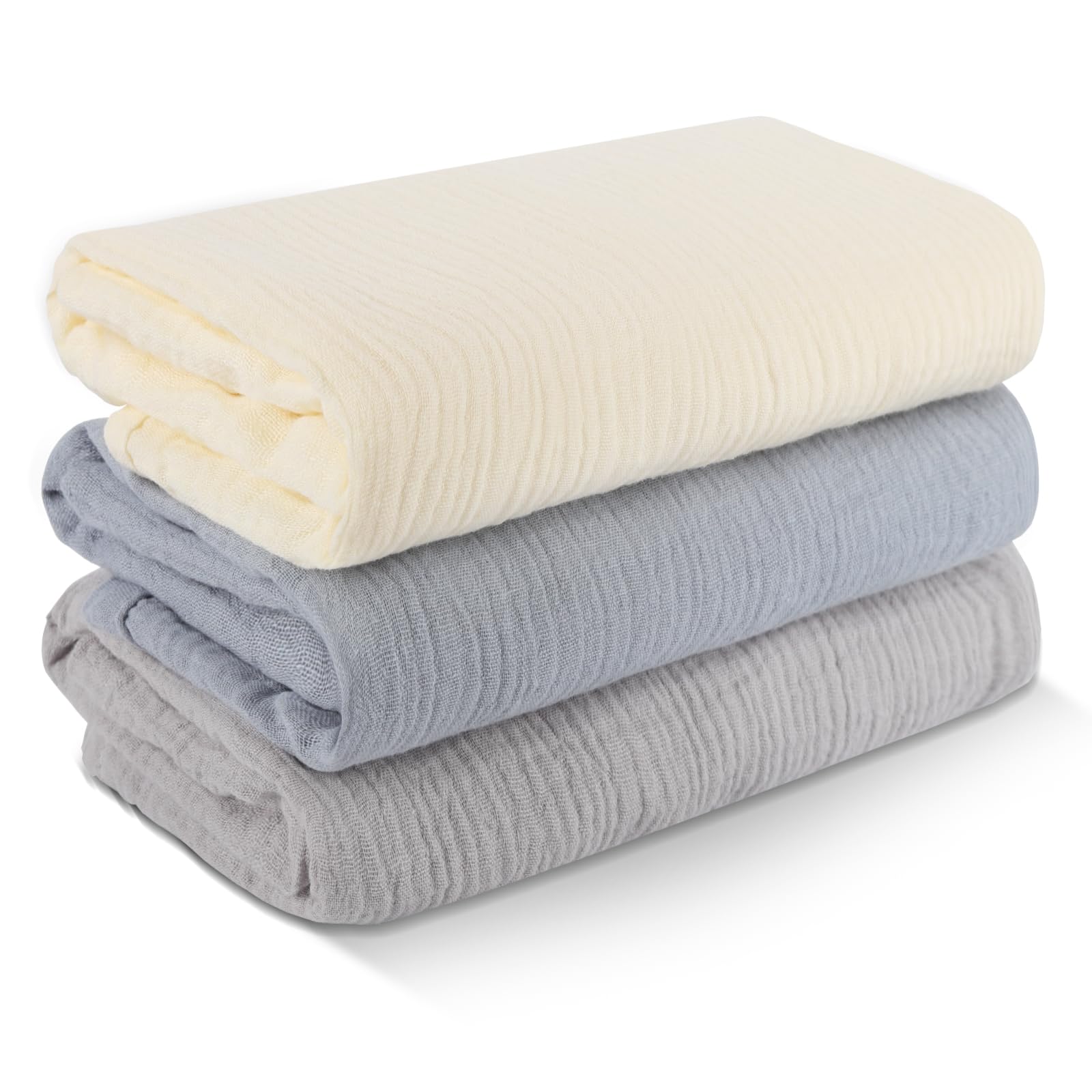 3 Pack Muslin Swaddle Blankets (40x40in) - Ultra Soft Breathable Wraps for Newborn Swaddling, Nursing, and Toddler Playtime, Unisex Design