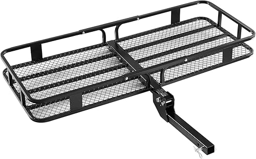 Miniatura 9 de VEVOR Transportador de carga de montaje en enganche de 60 x 24 x 6 pulgadas, cesta de carga plegable de 500 libras de capacidad y bolsa de carga