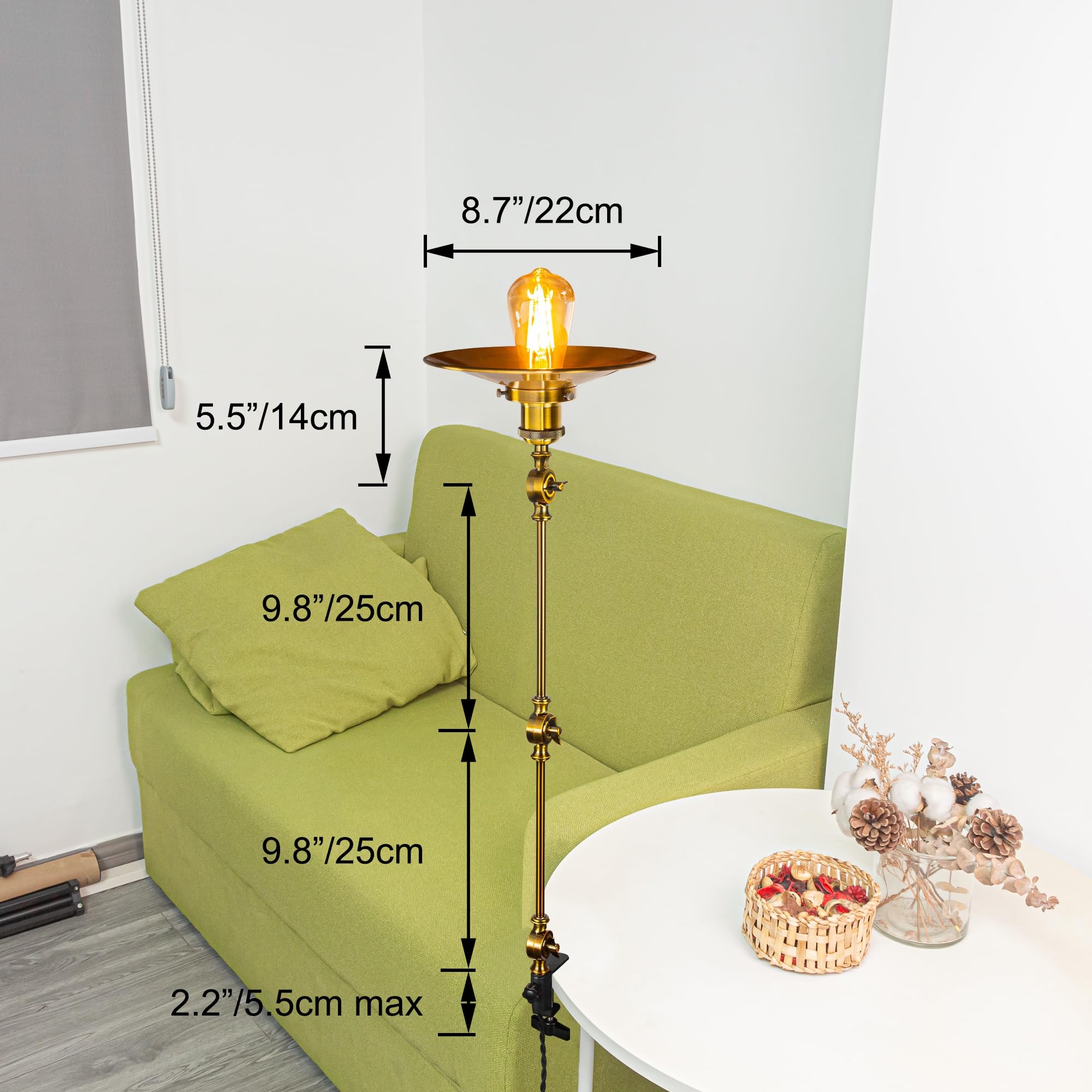 Retro Klemmleuchte mit Fernsteuerung,1 Packung Leselampe mit 2,5 m Kabel, Dimmbar Nachttischlampe,Augenpflege Schreibtischlampe für Büro Heimgebrauch, E27 Lampenhalterung - TB2773GL