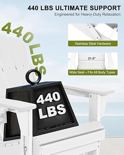 Miniatura 4 de Juego de 2 sillas plegables Adirondack de plástico con portavasos, resistentes a la intemperie para exteriores, patio, césped, jardín, terraza