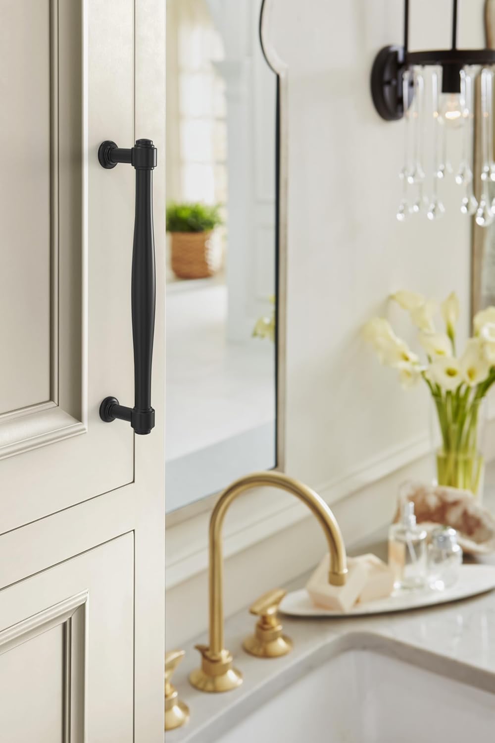 Amerock Enlivity 6-5/16 inch (160mm) Center-to-Center Matte Black Cabinet Pull, BP37724MB