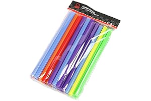 Chef Craft Select Plastic Jumbo Straight Drinking Straws for Crafts, Parties, 9"
