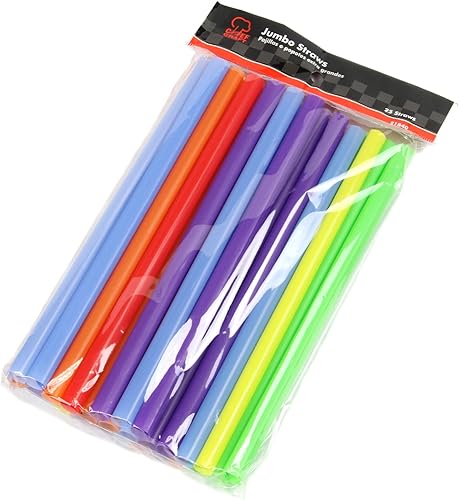 Chef Craft Select Plastic Jumbo Straight Straws, juego de 25 piezas de 9 pulgadas, surtido