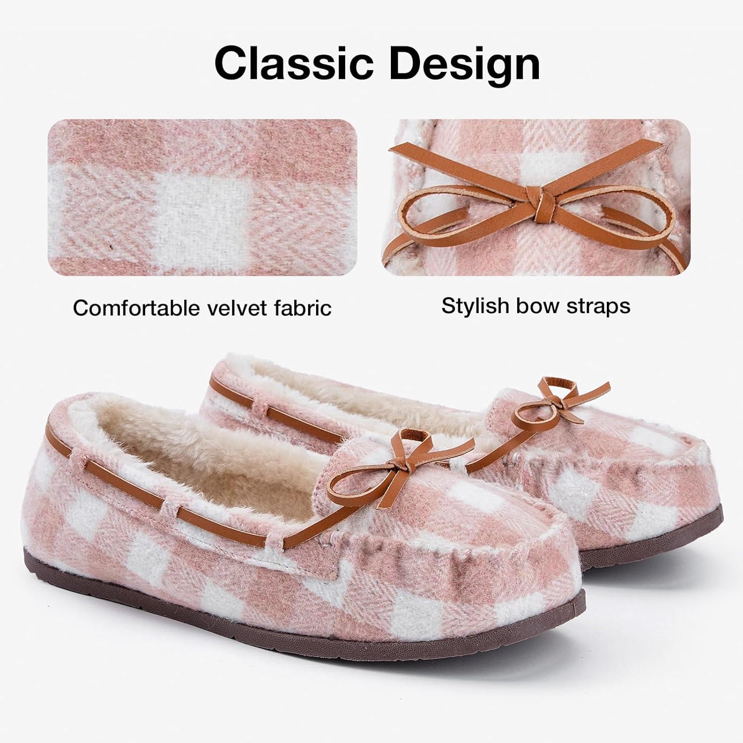 KOLILI Womens Faux Fur Moccasin Slippers, Indoor Outdoor Warm & Cozy House Shoes with Durable Rubber Sole - Image 3