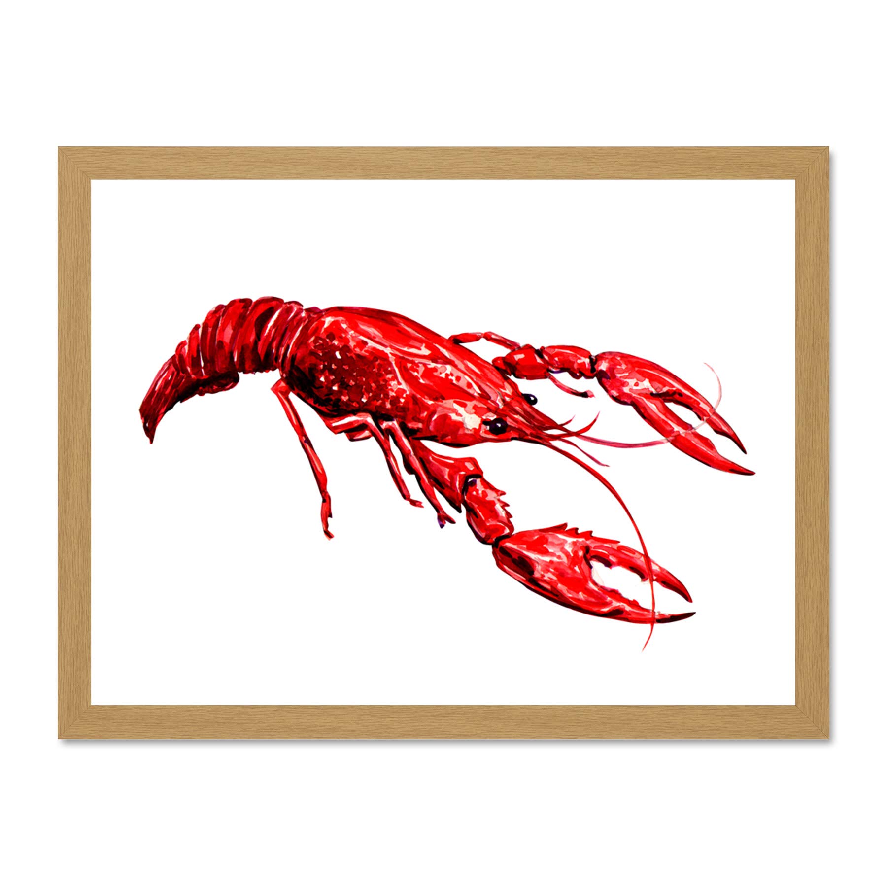 Wee Blue Coo Lobster Illustration Large Framed Art Print Wall Poster 18x24 inch