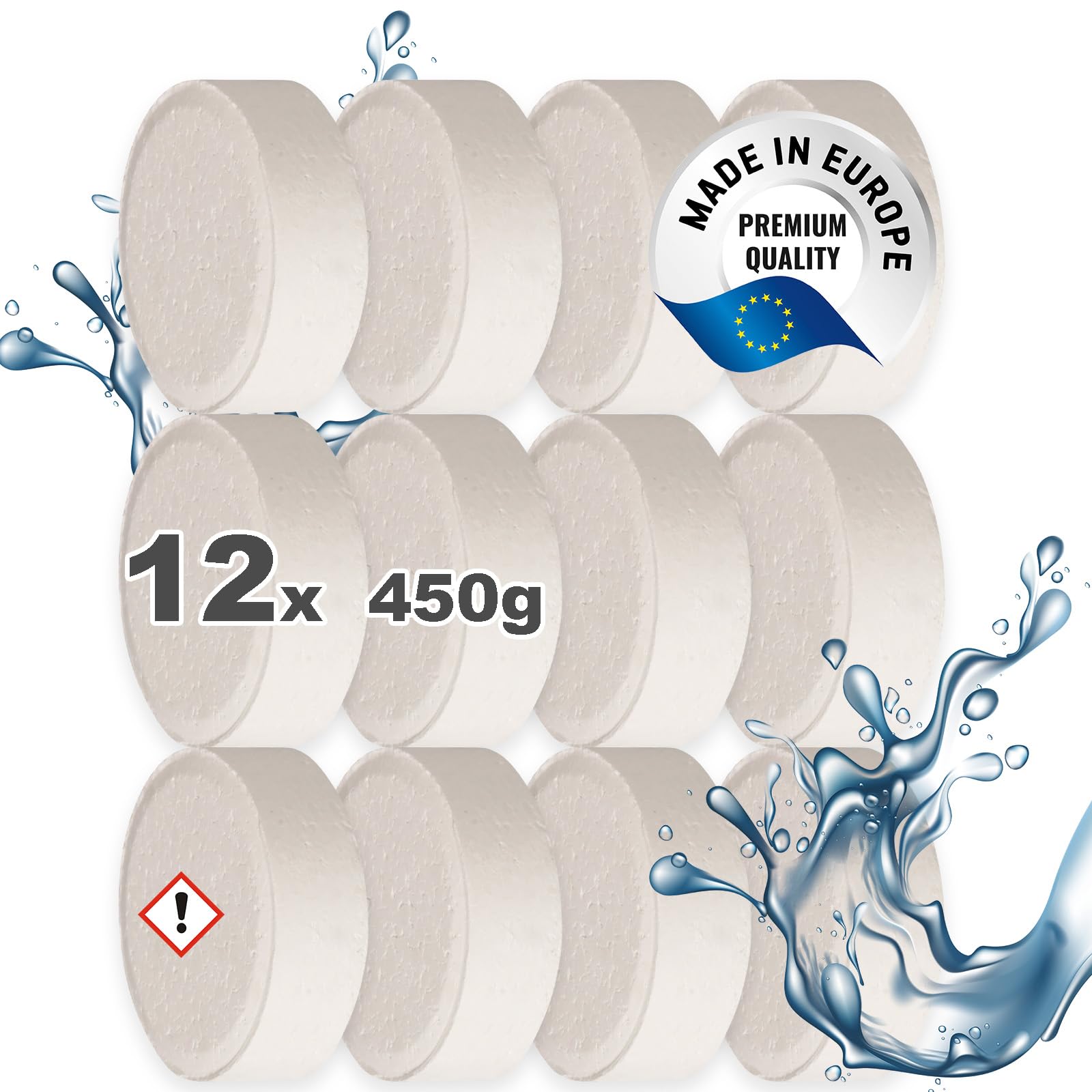 12x 450g Luftentfeuchter Granulat Tabs Entfeuchter gegen Schimmel | Nachfüllpack für Raumentfeuchter Entfeuchtungsgerät Tabletten Nachfülltabs ohne Strom Feuchtigkeitskiller für Wohnung Keller