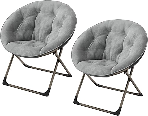 Silla platillo, cómoda silla de piel sintética con marco de metal plegable, asiento plegable de felpa de gran tamaño para adultos, adolescentes,