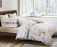 Vista 18 de SLEEPBELLA - Funda de edredón tamaño King, 600 hilos de algodón beige y gris azulado con patrón de hojas lujoso impreso, funda de edredón reversible