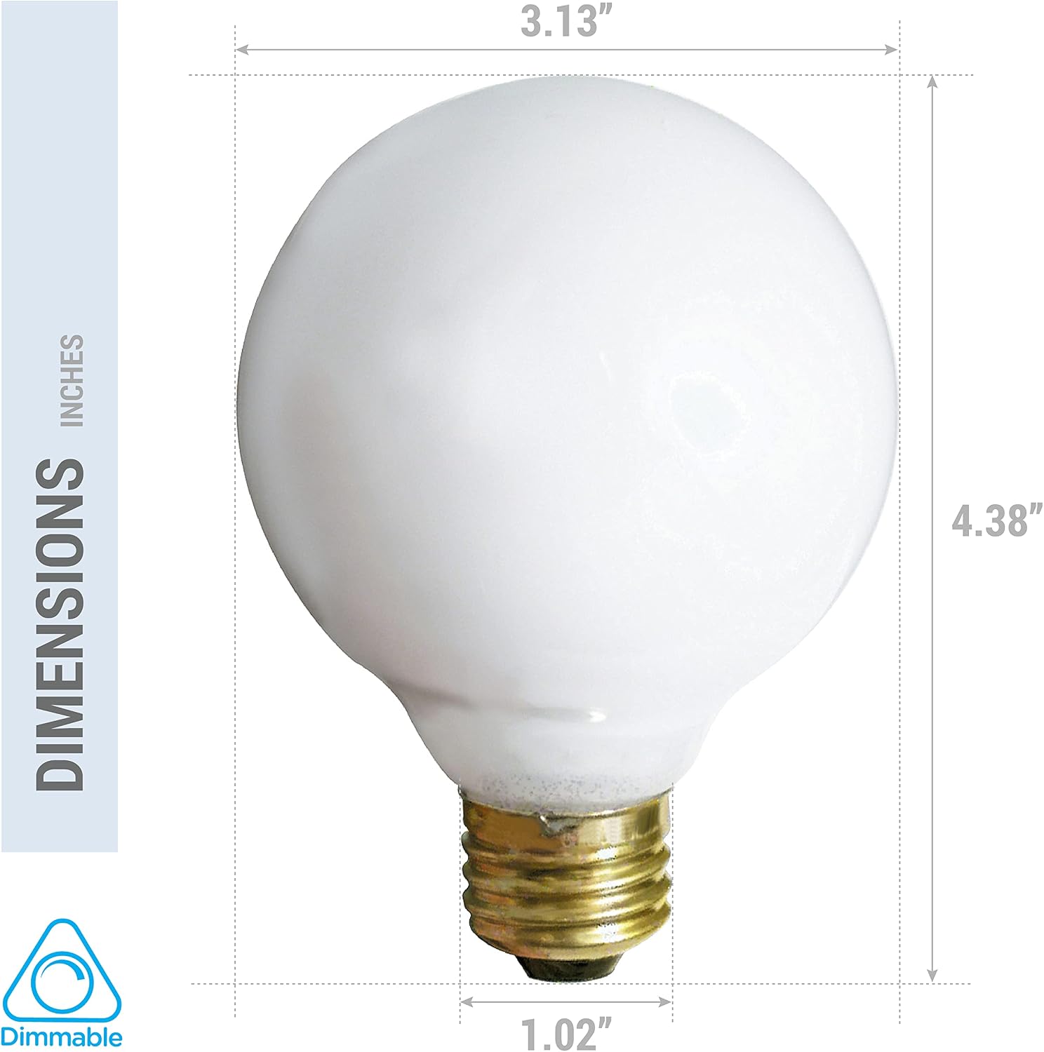 (4 Pack) G25 Incandescent Incandescent Light Bulb 2700K Soft Light, Decorative Globe Light Bulbs,E26 Medium Base, Perfect for Pendant Bathroom/Vanity Mirror Makeup, Dimmable. (40-Watt, White-Finish)