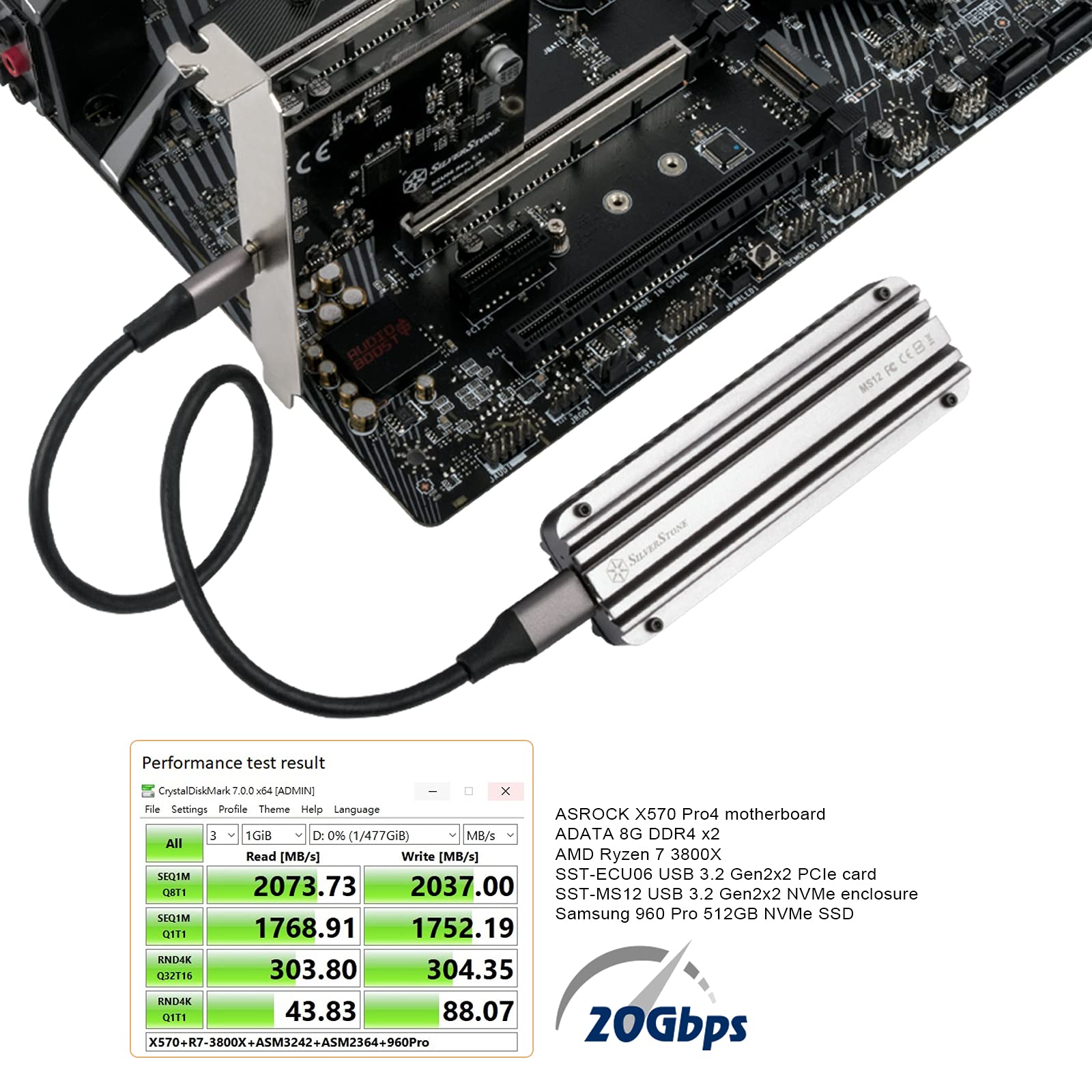 SilverStone SST-ECS06-6-port-SATA-Gen3- (6 Gbps) karta Non-RAID-PCI-Express-Gen3-x2