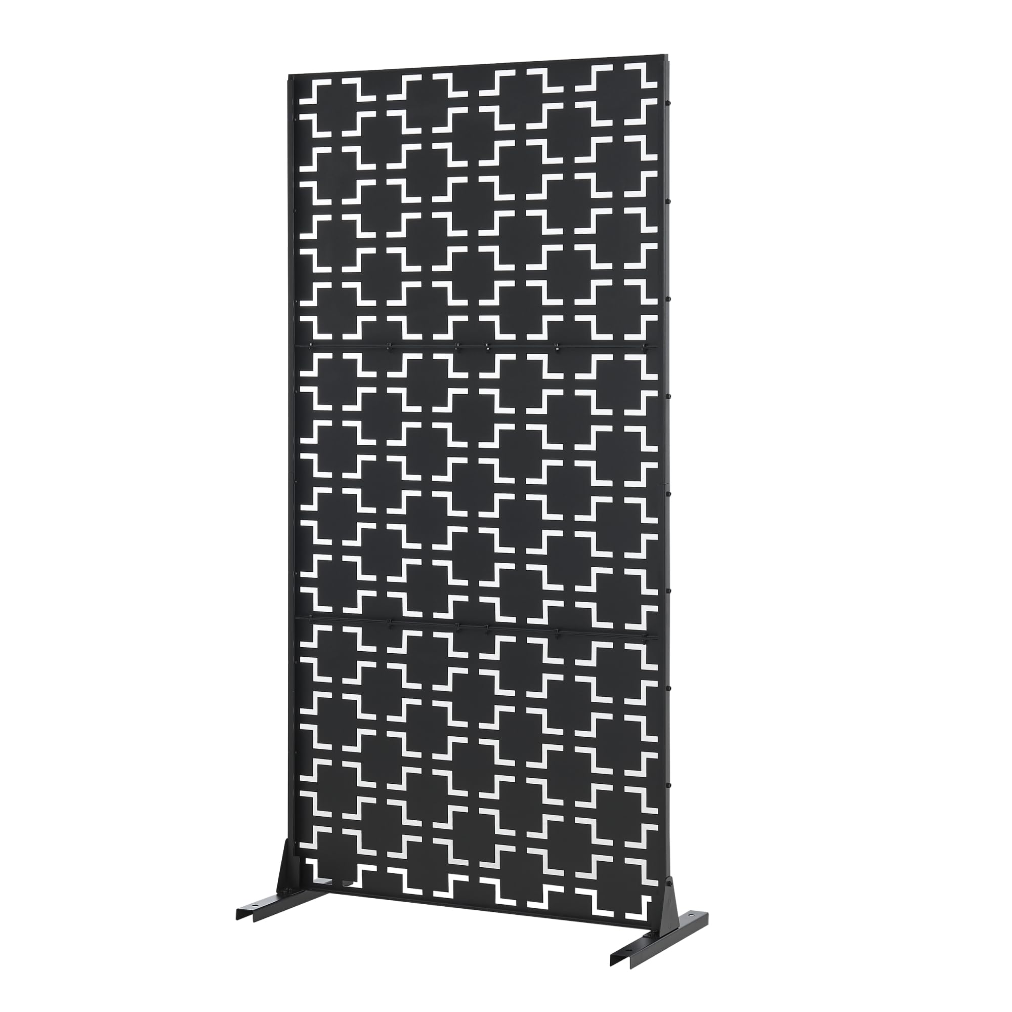 casa.pro Pannello Divisorio per Spazi Esterni Interni Frangivista Decorativo con Struttura Traforata Schermo Divisore in Acciaio 180 x 90 cm Nero