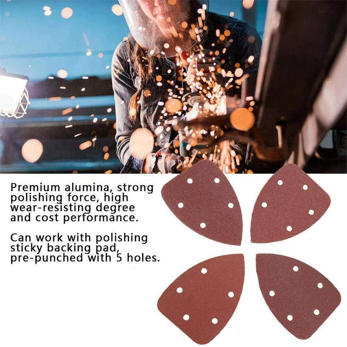 Lot De 20 Papiers Abrasifs Triangulaires – Grain 80, 90 Mm – Pour Ponceuse Triangle, Finition Bois Et Métal