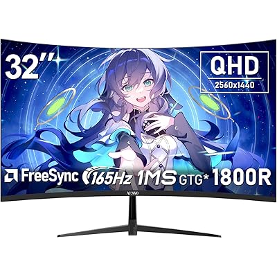32インチ ゲーミング モニター WQHD 2560x1440 165Hz 2K ディスプレイ 1440P 湾曲1800R VA 対応 Freesync 75% …