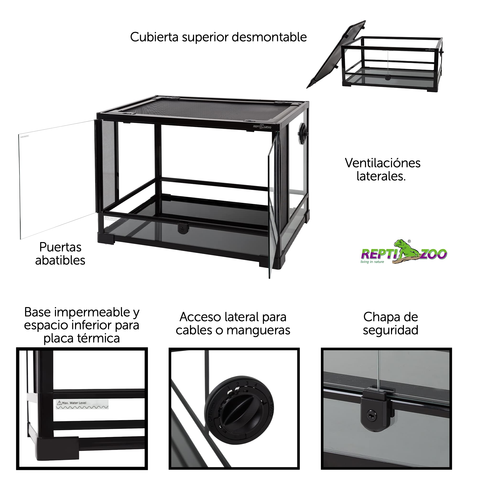 ReptiZoo Glas-Terrarium 60x45x45 cm, zerlegbar - verschickbar! (RK0107)