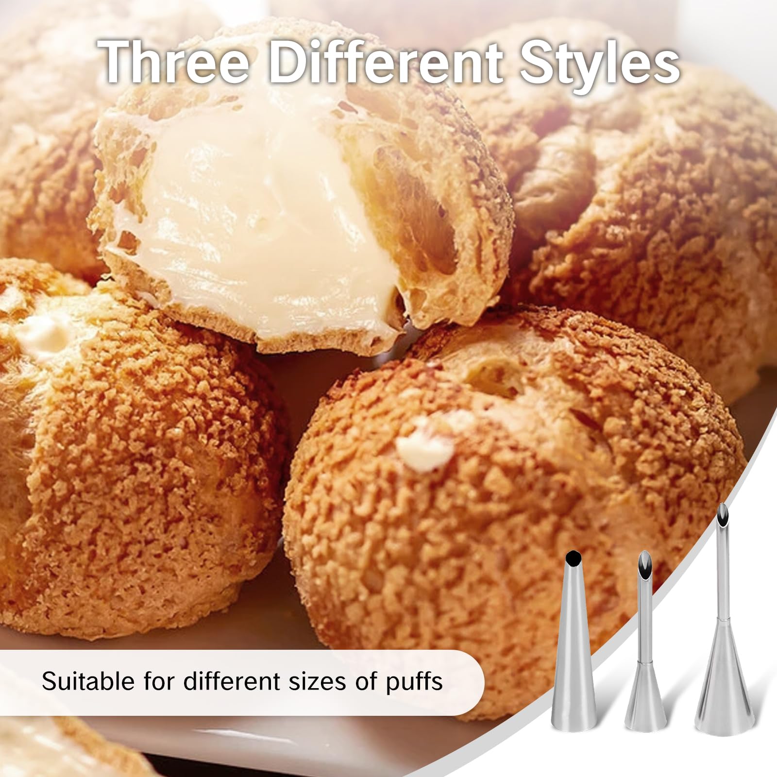 Juego de 3 puntas de relleno de tartas extra grandes Bismark para relleno de donas y pastelería, herramienta de relleno de glaseado, boquilla de pastelería grande para glaseado y decoración de 6