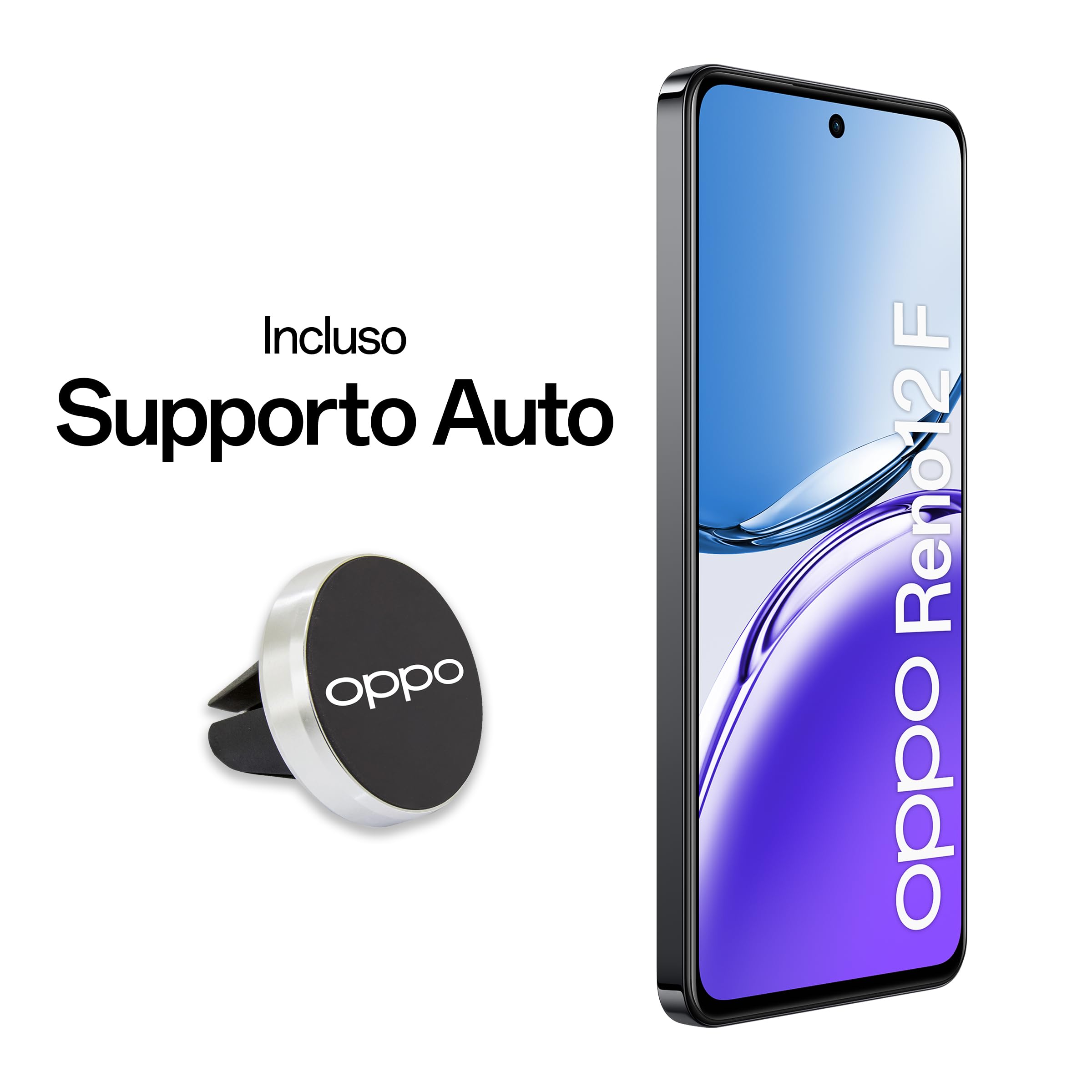OPPO Reno12 F AI Smartphone, Tripla fotocamera 50+8+2MP, Selfie 32MP, Display 6.67” 120HZ AMOLED FHD+, 5000mAh, RAM 16GB (8+8) +ROM 256GB, Supporto Auto [Versione Italia], Matte Gray