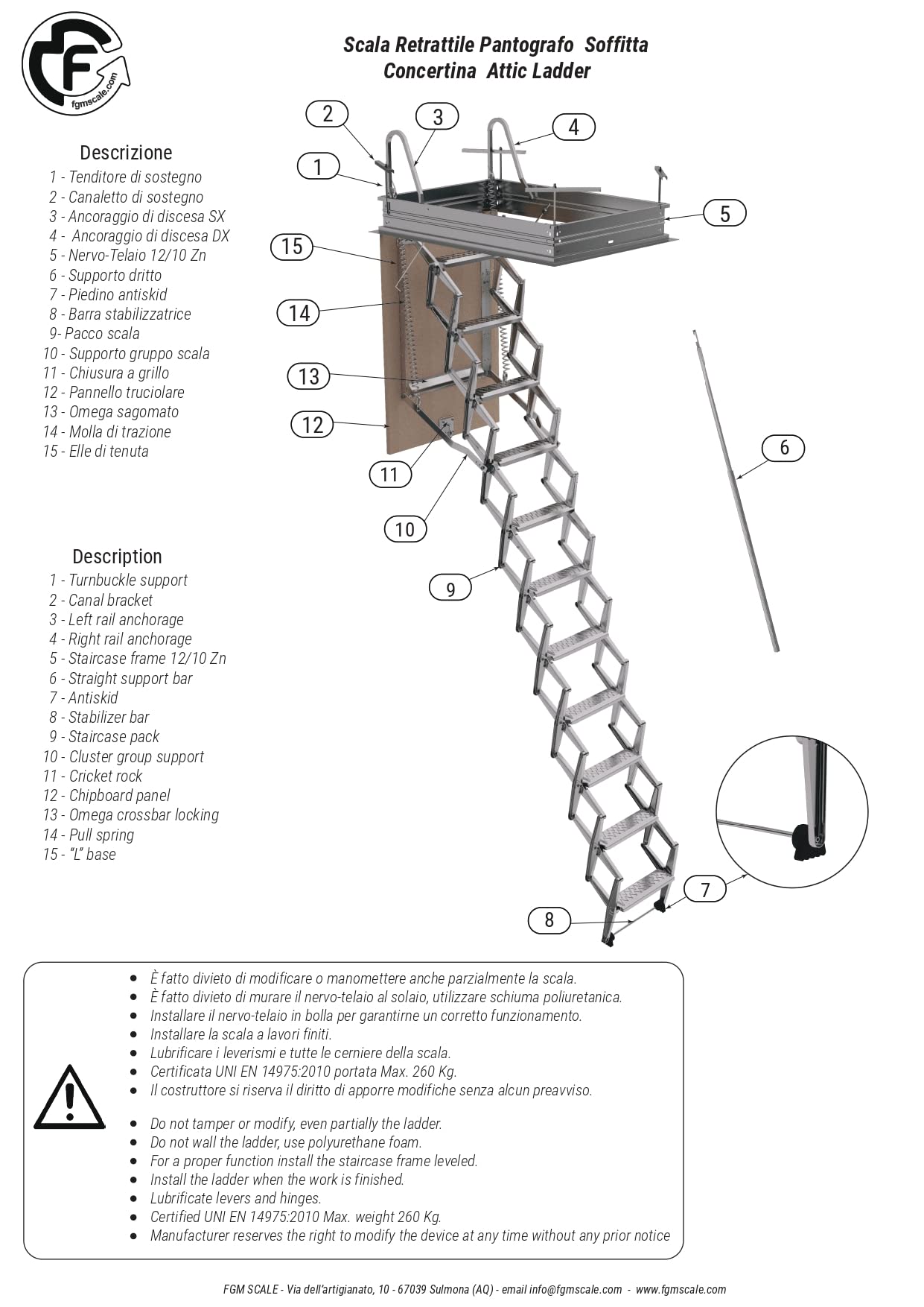 Scherentreppe | Stufenseite 50 | 50x80 H=276-300 cm