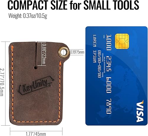 Vista 3 de KeyUnity Funda de cuero EDC organizador de bolsillo cosido a mano bolsa deslizante KA03