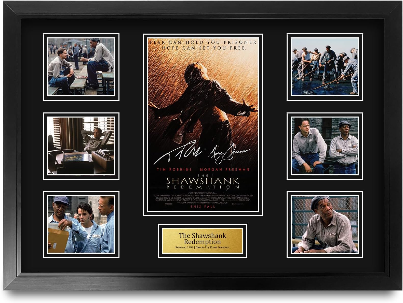 FR A2 The Shawshank Redemption Gifts Printed Signed Autograph Presentation Display Montage for Movie Memorabilia Fans - A2 Framed