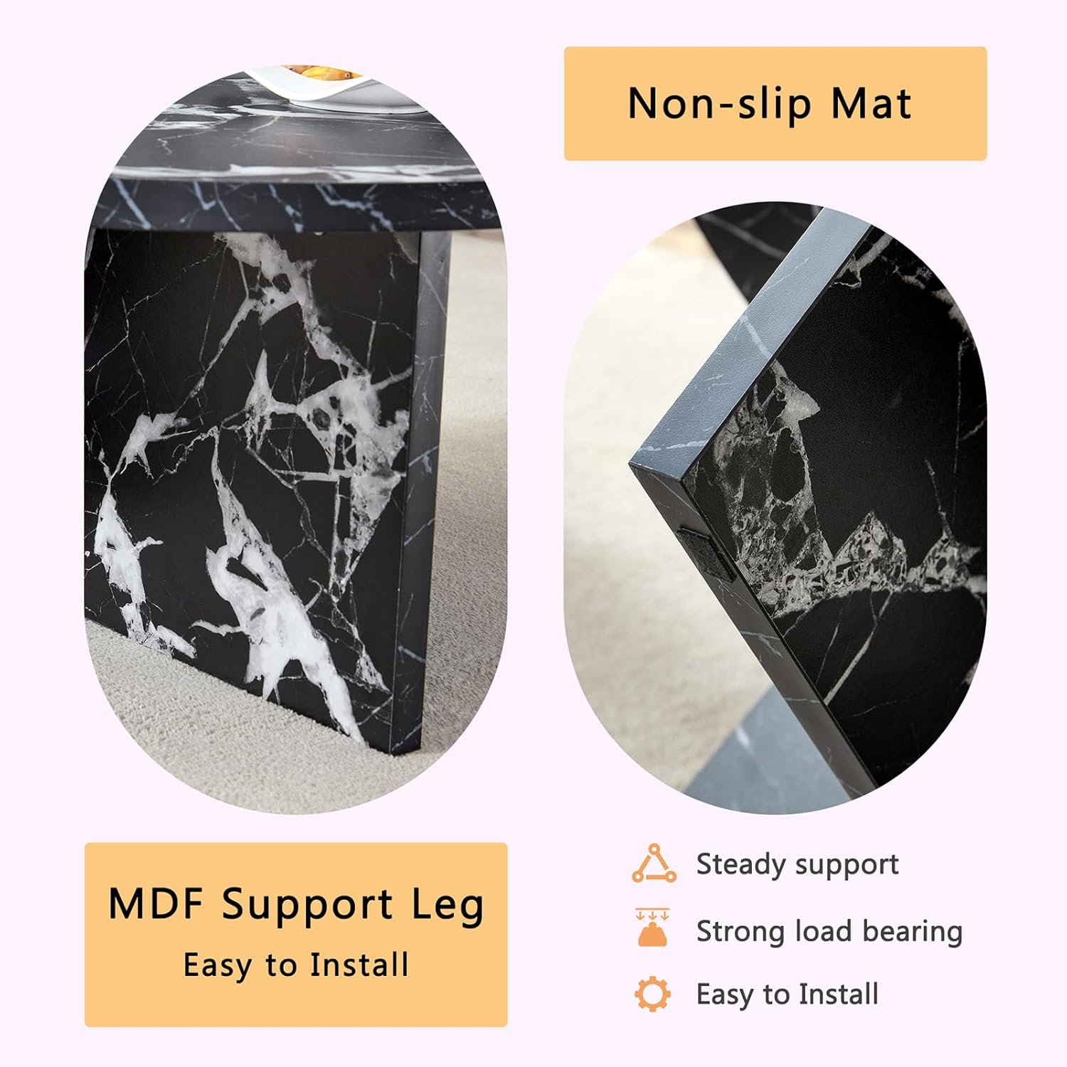 31.5" Round Coffee Table - Black MDF Coffee Table with Modern Minimalist & Nordic Charm, Stain/Scratch Resistant, for Living Room, Bedroom, Office