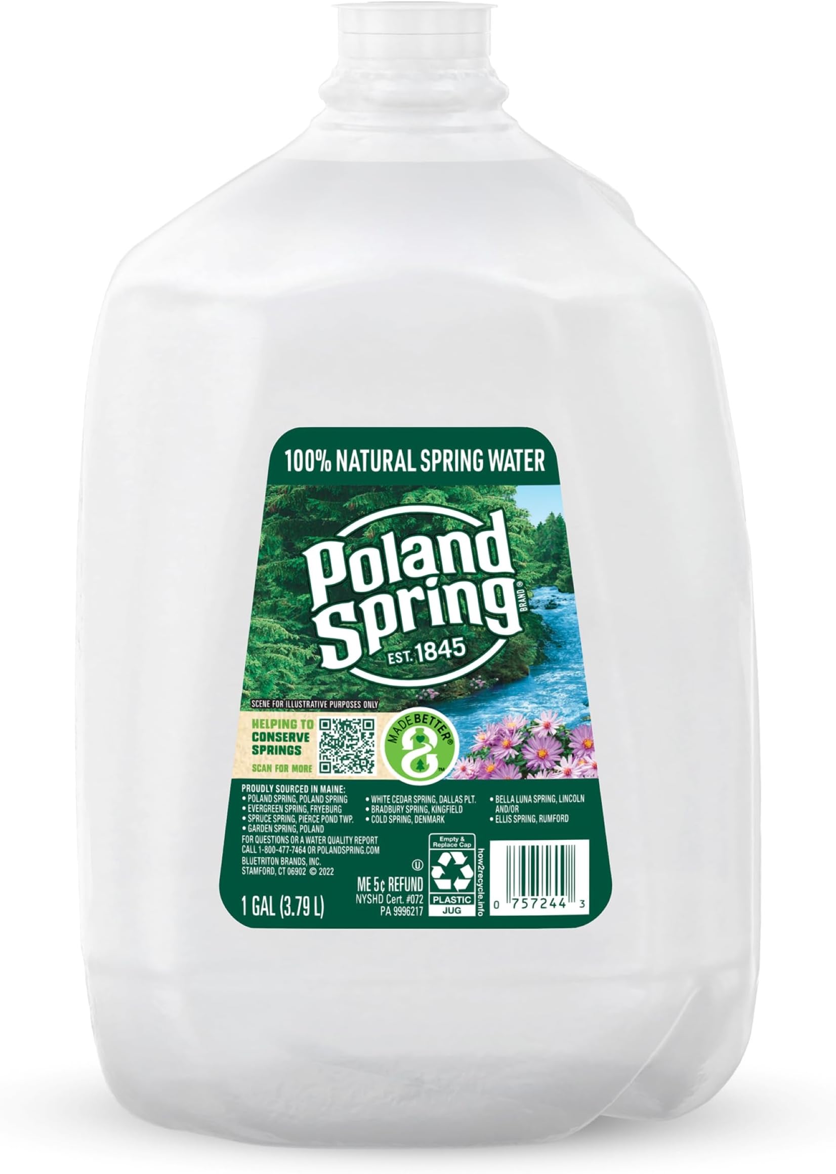 Poland Spring Maine Spring Water Bottles, 1 Gallon Jug โ Still Bottled Water with Naturally Occurring Minerals