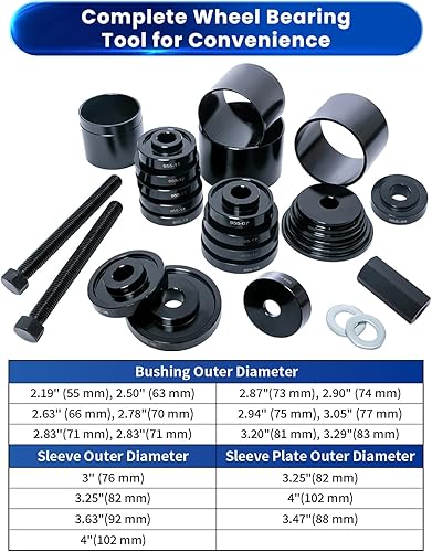 Miniatura 3 de ATPEAM Kit de prensa de rodamientos de rueda de 24 piezas para tracción delantera Juego de extracción e instalación de cojinetes universales